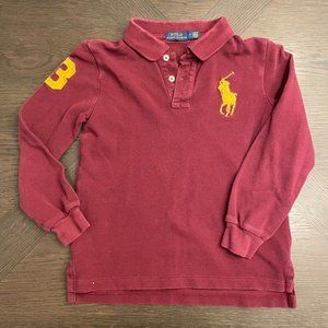 Ralph Lauren Boys Long-Sleeved Polo Shirt, Maroon Size 7